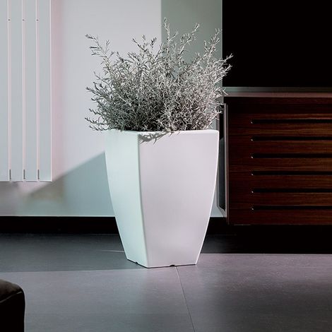 Vaso Cromia Prisma quadrato decorazione in resina "Made in Italy" da h 50 cm -Marrone