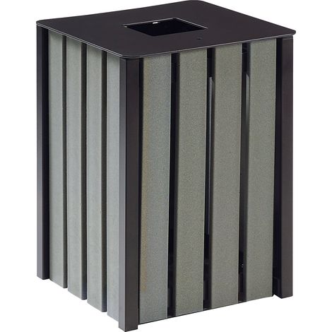 Corbeille à poser ou à fixer Eden Brik - sans cendrier - 50l - lattes recyclées / gris manganèse (1/4)