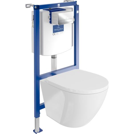 VILLEROY&BOCH WC Set mit Vorwandelement, Wand-WC und Spülknopf (1/5)