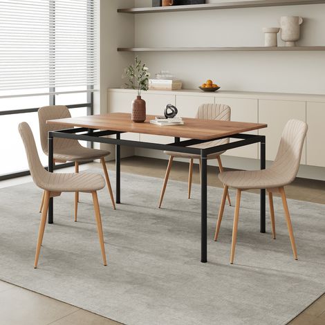 Set da Pranzo Hemnes Tavolo 140x80 cm in Effetto Rovere con 4 Sedie Marrone Chiaro [en.casa]