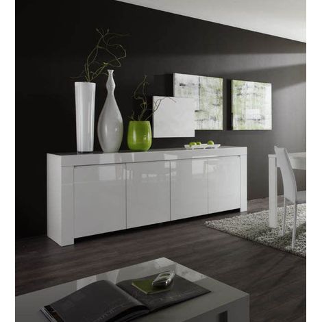 Buffet/bahut moderne laqué blanc brillant 210 cm Twist (1/4)