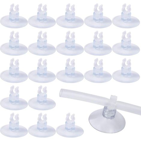 20 Stück transparente Aquarium-Saugnäpfe, 5 mm Aquarium-Saugnäpfe mit Rohrhalter-Clips, Klemmen für Aquarium-Fisch-Saugnäpfe, Luftpumpe
