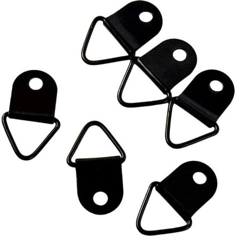 Kit de ganchos para marcos de fotos - Ganchos con anilla en D - Para colgar cuadros - Metal bronce resistente - Agujero de 3 mm - Negro (1/5)