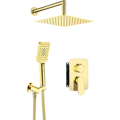 Duschsystem Unterputz, mit Mischbox und Regendusche in gold ALPINIA-30 (1/5)