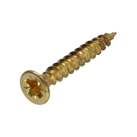 VBA Vis bois agglo Tête fraisée Pozi N°2 3.5X25 Filetage total Acier laitonne-1 pièce (1/5)