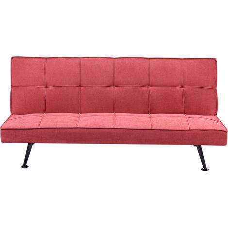 Sofá cama moderno de tela de poliéster sin reposabrazos reclinable convertible de madera maciza rojo Hasle (1/5)