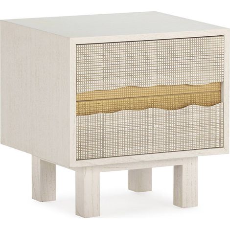Table de chevet en cèdre blanc et doré - blanc et doré (1/5)