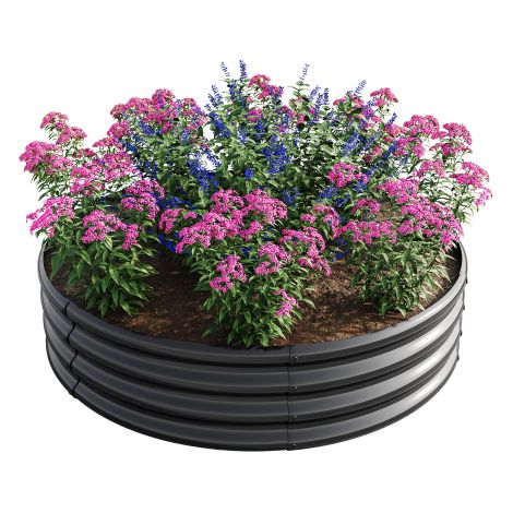 Rundes Hochbeet 120 x 30 cm aus verzinktem Stahl, Hochbeet Metall außen, Pflanzbeet rund für Gemüse, Obst und Blumen im Garten