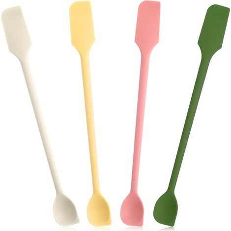 Silicone Mini Spatulas Set of 4 Small Scraper Multifunctional Double-Sided Stirrer Reusable Kitchen Cosmetics and Glasses Dough Scraper for Jam Lotion Bottles (1/5)