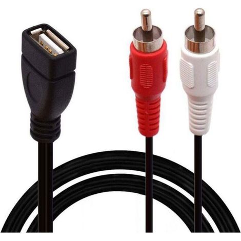 Câble USB vers RCA, USB A 2.0 femelle vers 2 prises RCA mâles, répartiteur en Y audio, vidéo, AV (1,5 m) CABLE AUDIO VIDEO (1/4)