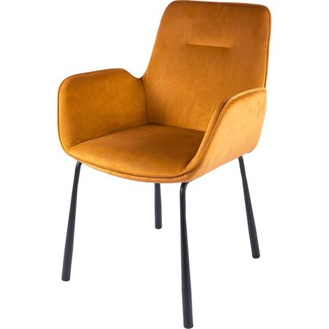 Sedia Eliot 100 in velluto sabbia con braccioli (1/3)