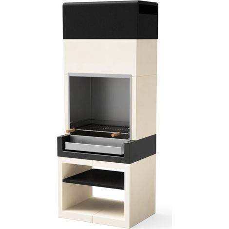 Barbecue encastrable Kitaway 84 x 63 x 223 cm avec grille 68,5 x 42 cm Barbecue en béton noir et blanc avec tiroir en acier in (1/5)