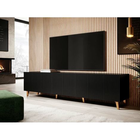 Bb-Loisir – Meuble TV 201x53x40 cm noir PALACE – Corpus en panneau stratifié 16 mm – Charge maximale 35 kg – Design moderne et personnalisable (1/5)
