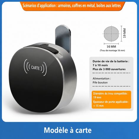 Serrure intelligente à carte 20 mm pour meuble tiroir et classeur 20mm réf 1364 250 g – Livraison gratuite