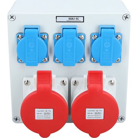 Boîte de prise électrique 3 pièces 16A 250V prise UE 2 pièces 32A prise CEE 5 broches boîtier étanche IP44 (1/5)