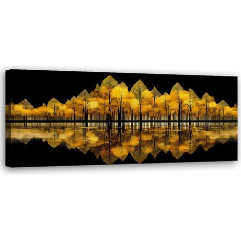 Tableau déco Abstraction d'un paysage forestier doré 90x30 (1/5)