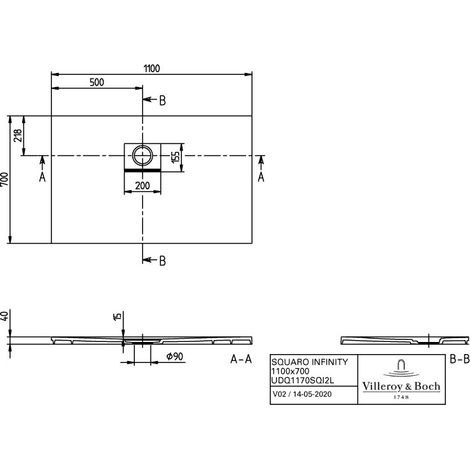 Villeroy & Boch UDQ1170SQI2LVAL DW Squaro Infinity 1100x700x40mm