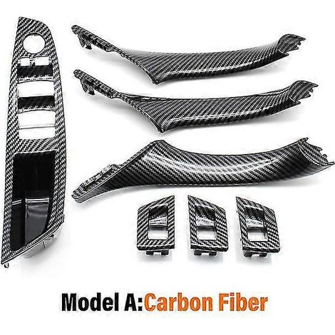 Ensemble de poignées de porte intérieures beiges et noires pour BMW Série 5 F10 F11 520i 523i 525i 528i 530i (conduite à gauche) - Finition fibre de carbone (1/5)