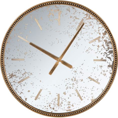Wall Clock Gold Synthetic Material No numbers Retro Style Weathered Effect Decorative FROISSY (1/5)