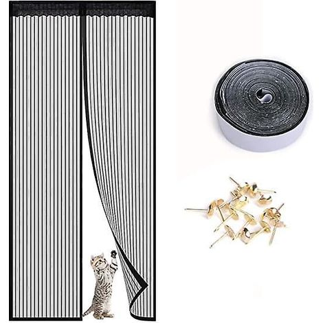 moustiquaire Magntique Pour Portes (noir, 80 X 210 Cm), Moustiquaire Robuste, Moustiquaire Pour Terrasse Avec Aimant Puissant Et Ruban Magique Ple (1/4)