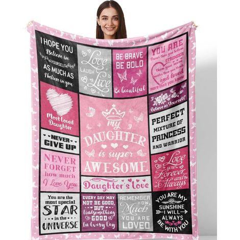Couverture - Flanelle - 127 x 127 cm - Pour Fille - Cadeau d'Anniversaire, de Diplôme, de Noël, de Saint-Valentin, de Fête des Mères - 1 Pièce (1/5)