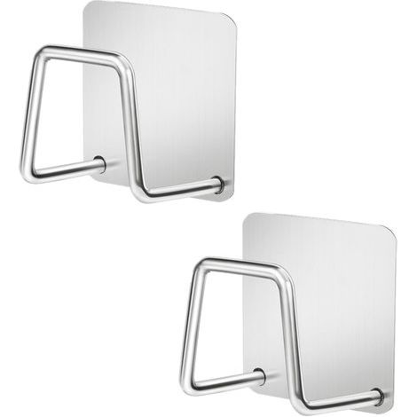 Schwammhalter (2er-Set) – Organizer für die Arbeitsplatte – Inklusive Haken – Edelstahl – Silber – (1/5)