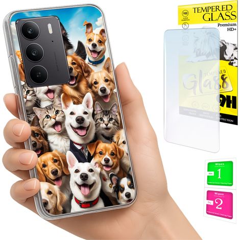 Funda para Realme C75 / 14X 5G con foto y cubierta trasera con diseño de perros + cristal 9H (1/5)