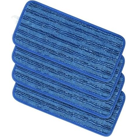 Lot de 4 Lingettes Réutilisable pour Wet Jet Chiffon Rechange pour en Microfibre Lavable Nettoyer Le Sol Sec ou Humide (4pcs-bleu) (1/5)
