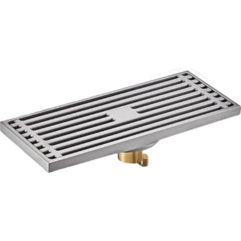 Shower Drainer Invisible Thickened Copper Floor Drain Deodorant and Overflow Proof Toilet Bathroom Washing Machine 8X20Cm Strip Brushed (1/5)