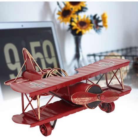 Avion Vintage en Métal Rouge - Décoration Bureau Rétro et Accessoire pour Photographie (1/5)