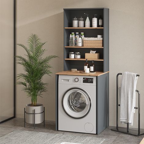 Armoire machine à laver Viktor, Anthracite/chêne doré, 66x88.2cm 2 parties avec étagère, Vicco
