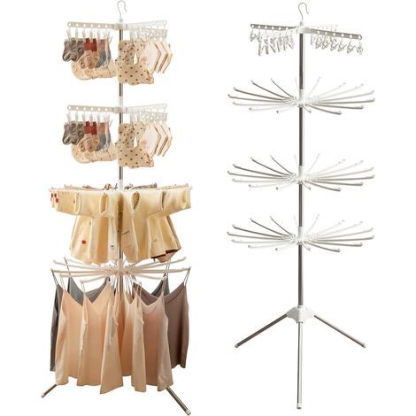 Sèche-linge, sèche-linge, sèche-linge, sèche-linge d'intérieur, sèche-linge pour balcon, pliable (48 pinces + 32 cintres) (1/4)