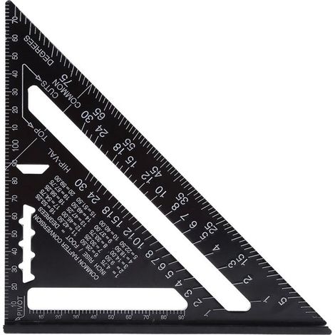(Métrique)7" Rapporteur d'angle de triangle, couleur noire, Équerre Triangle Règle d'Angle Rapporteur en alliage d'aluminium (1/5)