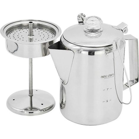 Cafetière à percolateur en acier inoxydable 1,2 L - pour camping et usage extérieur (1/5)