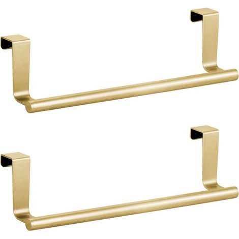 HOXILEELEO - Lot de 2 barres porte-serviettes de 23 cm, en acier inoxydable doré, porte-serviettes à main en acier inoxydable, porte-serviettes pour porte d'armoire, pour cuisine et salle de bain (1/5)