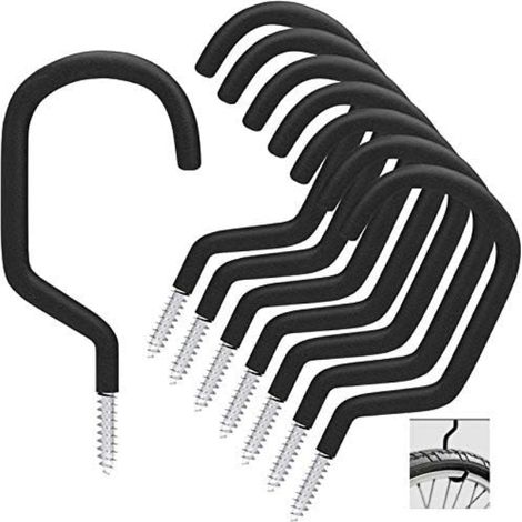 Crochet de vélo 8 pièces, support de vélo adapté à une utilisation polyvalente, à visser, pour abri, garage, jardin, revêtement plastique pour support mural/plafond (1/5)