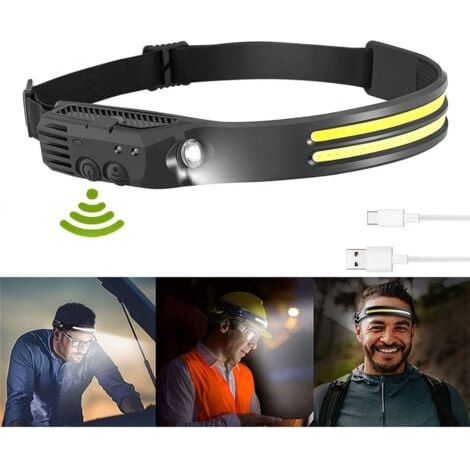 Lampe frontale LED rechargeable, lampe frontale USB, lampe frontale pour la pêche et la course en plein air. (1/5)