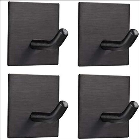 4er-Set selbstklebende Wandhaken, Handtuchhalter, kein Bohren erforderlich, für Küche und Bad, Schwarz (1/5)