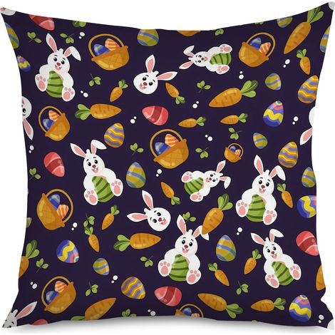 Housse de coussin lapin et carotte, Pâques (1/5)