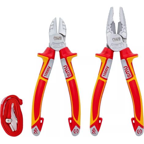 NWS NW860-3K 2 Piece VDE 1000v Wire Side Cutter, Combimax Combination Pliers Set (1/3)
