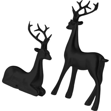Statue de renne de Noël en résine fabriquée à la main pour décoration de Noël, festival, décoration de table, statue de renne de Noël colorée pour la maison, centre de table robuste (1/4)