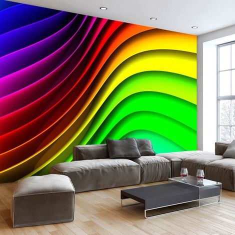 Papier peint vagues arc-en-ciel - 150 x 105 cm (1/4)