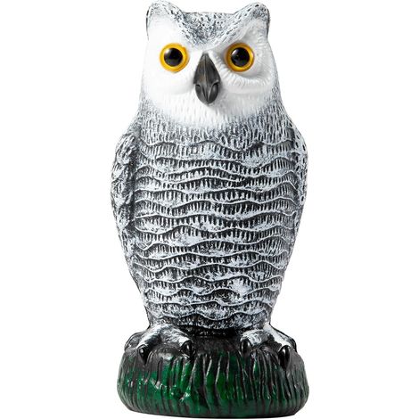 Hibou Effaroucheur Noir et Blanc, Réplique Réaliste en Plastique, Répulsif Oiseaux Naturel, Protection Balcon Jardin Verger (1/5)