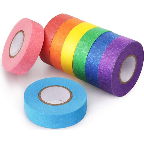 Ruban adhésif coloré pour loisirs créatifs, 8 rouleaux, couleurs arc-en-ciel