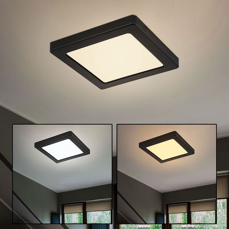 LED Panel Deckenleuchte schwarz Wohnzimmerleuchte Schlafzimmerlampe, verstellbare Lichtfarben, 12W 900lm warmweiß, neutralweiß, kaltweiß, LxH 17,6x1,7 cm