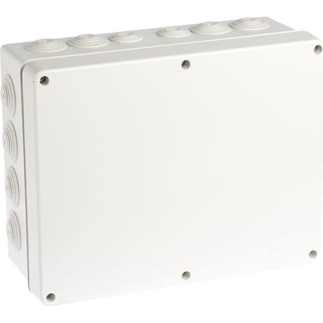 Eur Ohm – Boîte de dérivation rectangulaire IP55 310x250x125mm – Couvercle inox AISI 316 – 8 entrées jusqu'à 32mm – Tenue jusqu'à +80°C