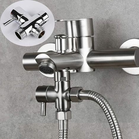 Vanne d'inversion Vanne d'inverseur Vanne d'inverseur Vanne à trois voies pour WC Salle de bain Cuisine Pommeau de douche à main et pommeau de douche fixe, pièce de rechange universelle pour système (1/3)
