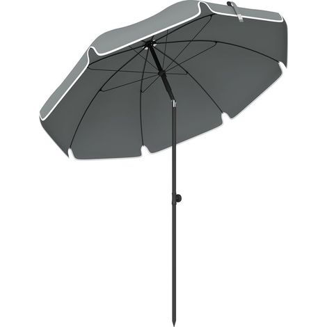 Parasol de plage 1, m, parasol de jardin inclinaison avec ancrage au sable, hauteur réglable, sac de transport, gris foncé (1/5)