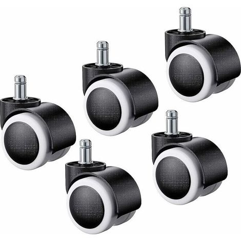 CHOYCLIT 5pcs Roulette pour Chaise de Bureau,Roulettes pour Sols Durs Universelles Remplacement Roulette Fauteuil Bureau pour Siège de Bureau, Sols Stratifiés, Parquets, Carrelages 11X22mm