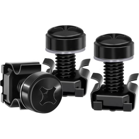 50 Pack M6 x 16 mm Rack Screws et Cage Nuts pour Cabinet de serveur, étagères de serveur, routeurs, console de serveur audio (1/4)
